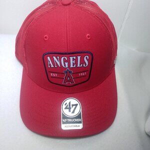 '47 Brand Los Angeles Angels Squad Trucker Adjustable Hat Snapback Cap Red NWT